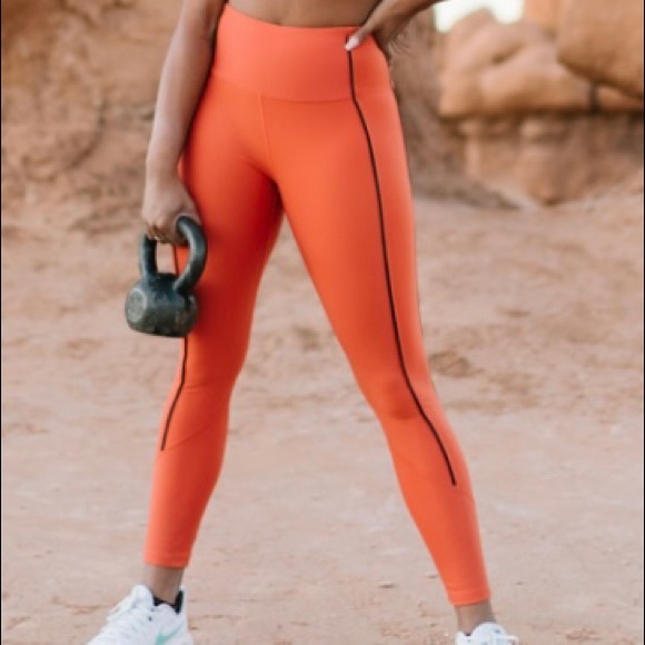 Copy Zyia Leggings Burnt Orange Ribbed 